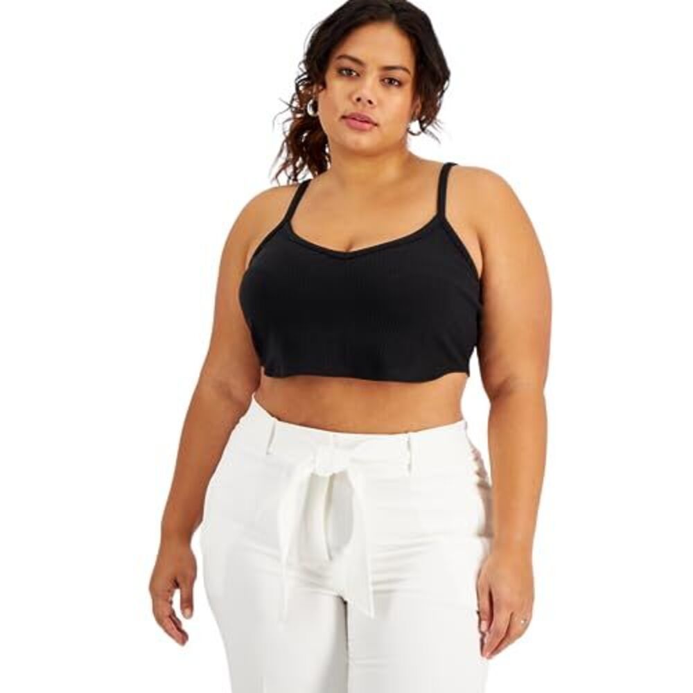 Bar III Plus Size Ribbed Knit Crop Top - Picture 2 of 5